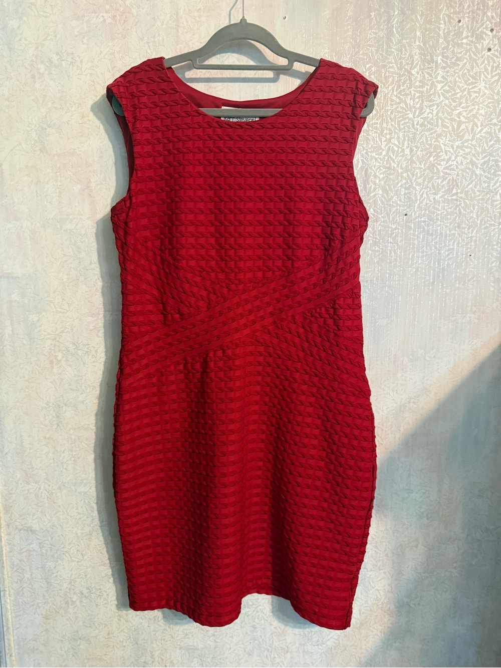 Karin Stevens Sleek Red Textured Sleeveless Sheath Dress, Business To Evening